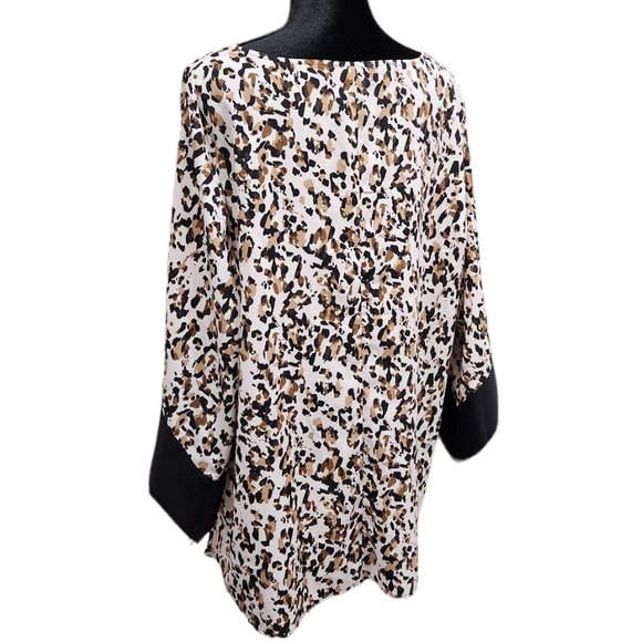 Lane Bryant Cheetah Animal Print Kimono Pink Black Brown V-Neck 18 - Picture 6 of 10